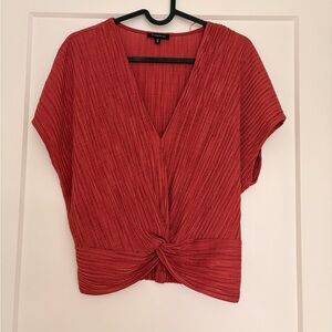 Dynamite Red Textured V-Neck Blouse